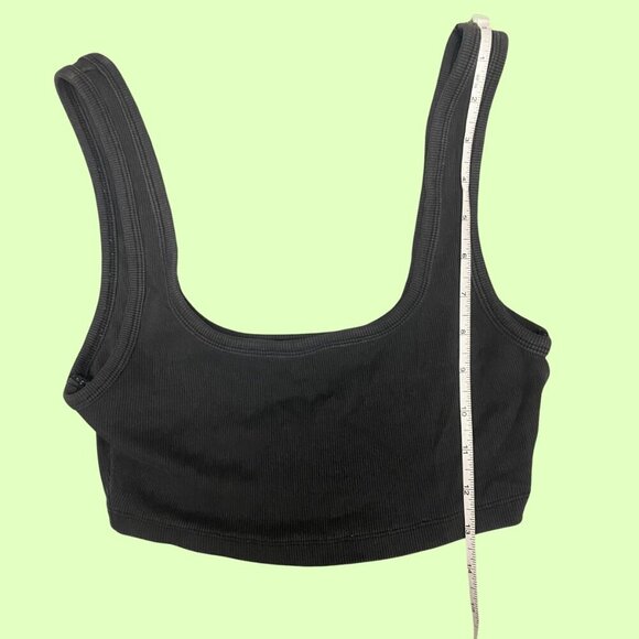 Zara Ribbed Black Cropped Tank – Medium Stretch Scoop Neck Top - Picture 3 of 5